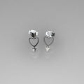 Heart and arrow earrings in sterling silver