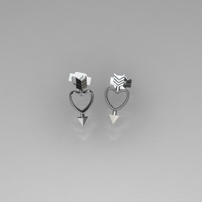 Heart and arrow earrings in sterling silver