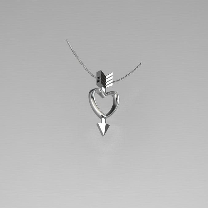 Silver necklace with heart and arrow design in Sterling silver