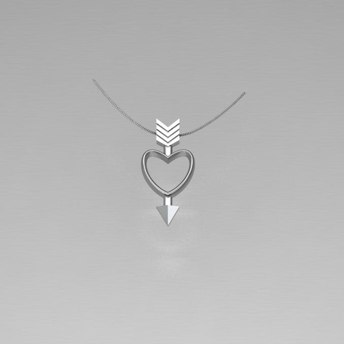 Silver necklace with heart and arrow design in Sterling Silver