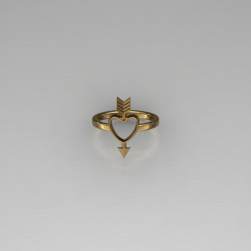Heart and arrow ring in 10 karat yellow gold